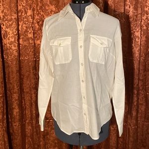New York & Company White Button Down Shirt